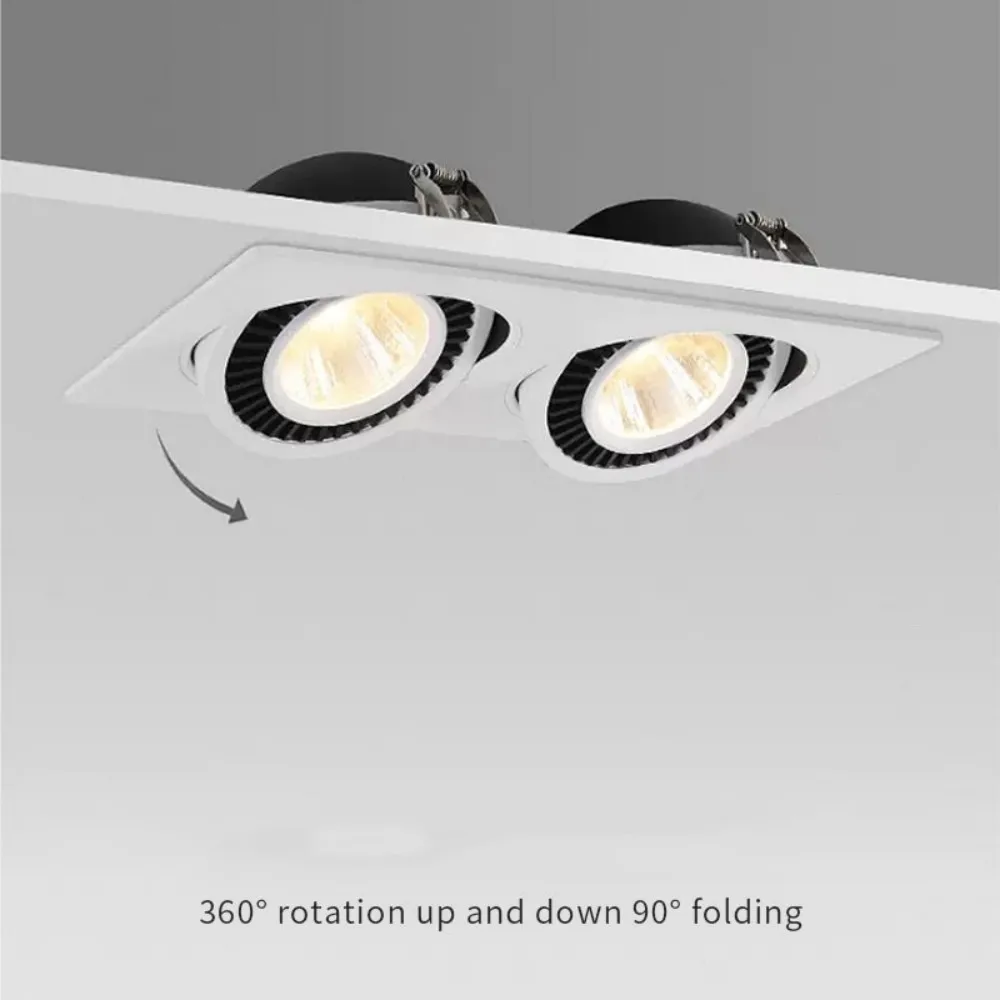 Quadrate راحة LED النازل ، مصباح السقف عكس الضوء ، الإضاءة في الأماكن المغلقة ، 360 درجة دوران ، 7 واط ، 9 واط ، 12 واط ، 14 واط ، 18 واط ، 24 واط ، COB الأضواء ، التيار المتناوب 85-265 فولت