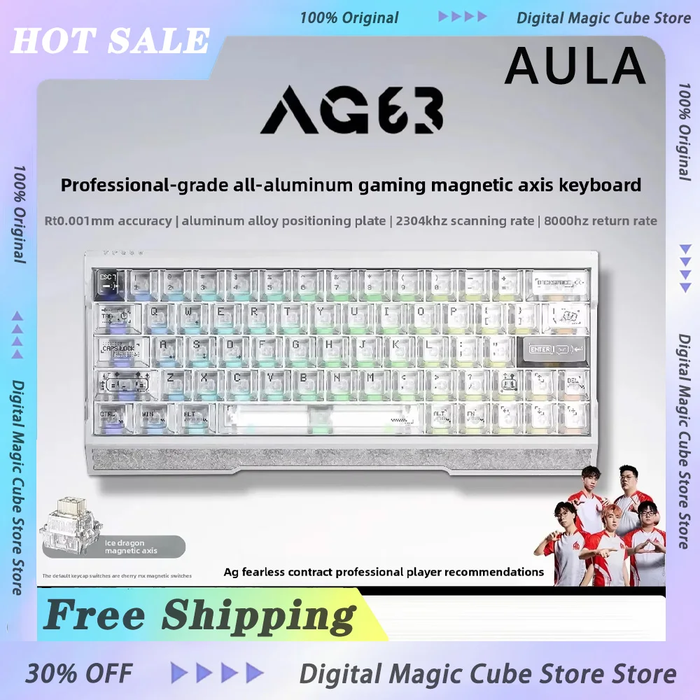 

AULA AG63/AG63 Pro Magnetic Switch Mechanical Keyboard All Aluminium 8K/32K RT0.001mm E-sports Keyboard Low Delay Gamer Gifts