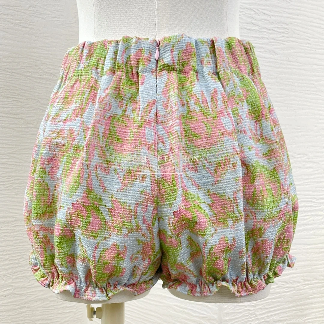 

Розовый жилет без рукавов с жемчугом и бисером, розовые оборки, топы и короткий комплект 2025 г.