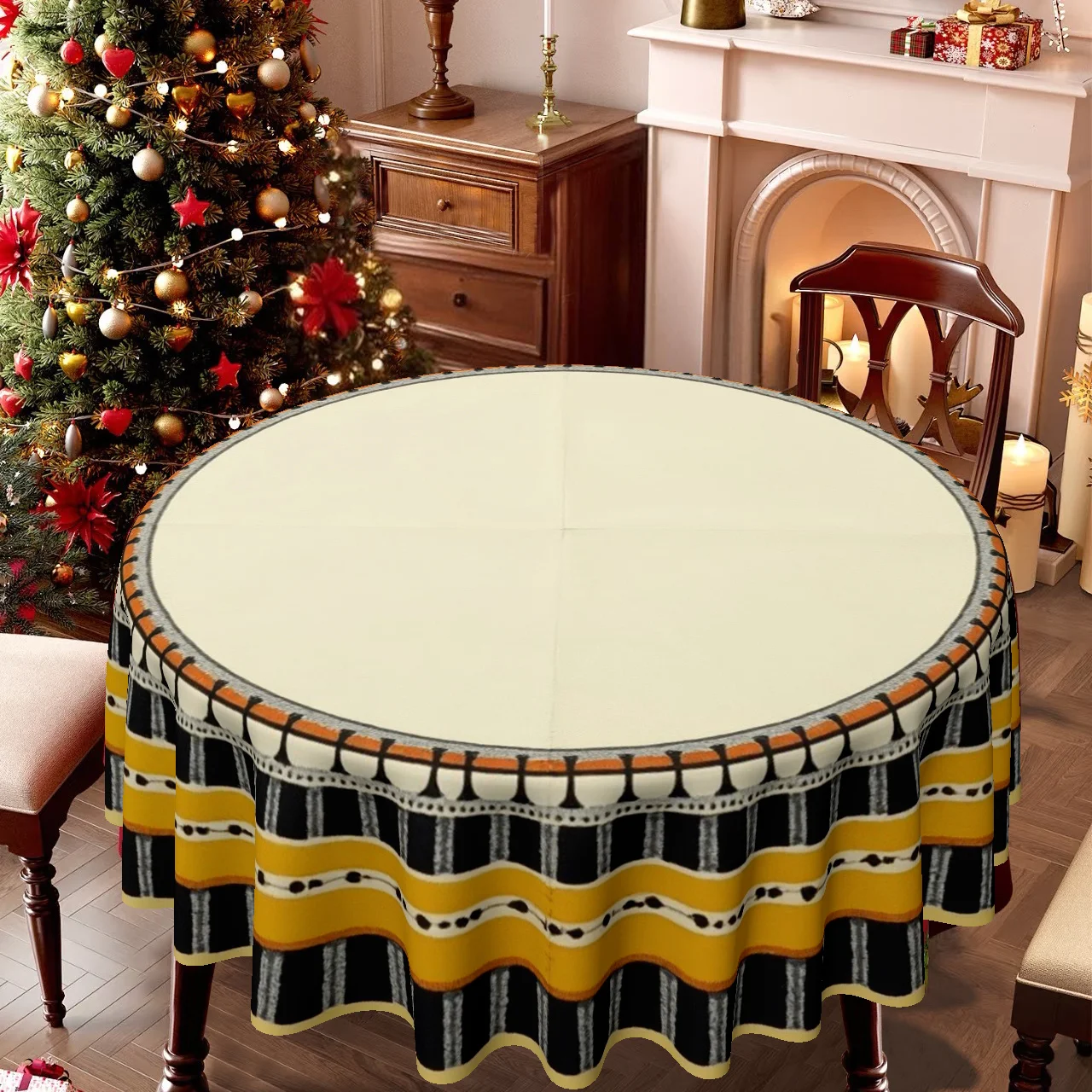 1 tablecloth, Christmas theme, geometric print, suitable for home kitchens and dining rooms, tableware tablecloth