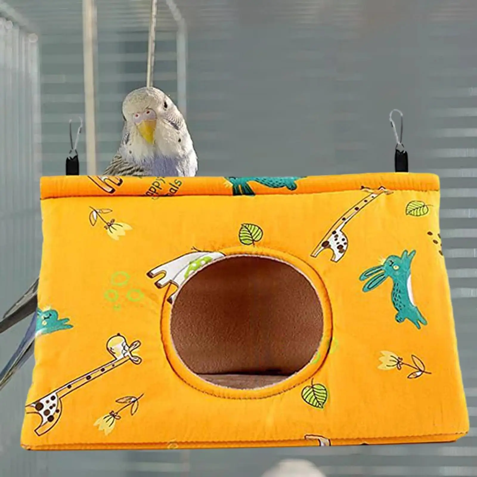 Warm Bird Hammock Hanging Hammock Velvet Shed Hut Cage Plush Birds Hideaway Sleeping Bed for Cockatiels Parakeet