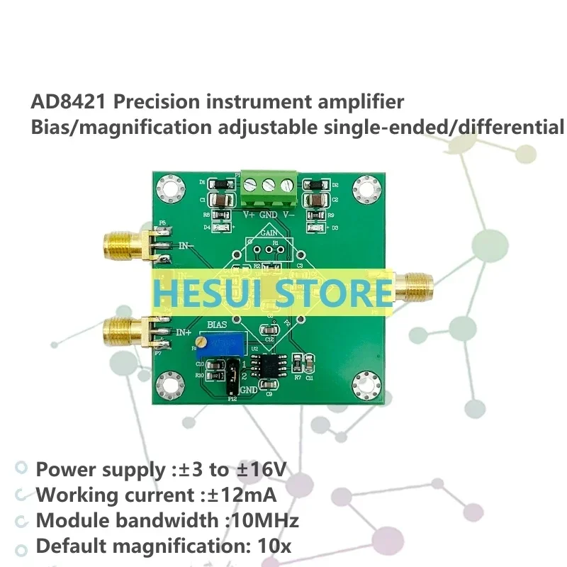Instrument Amplifier AD8421/AD8429 Micro Signal Millivolt microvolt amplifier module Single-ended/differential