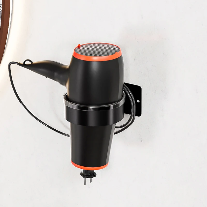 Soporte de Pared para Secador de Pelo Sin Perforaciones, Estante Organizador para Baño y Vestidor, Sin Taladro