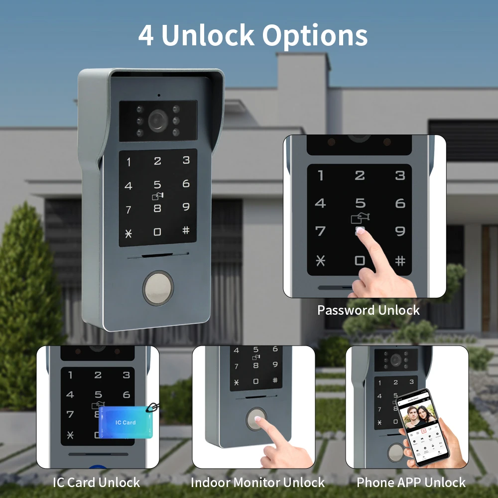 2-Wire Tuya Wifi 7/10 Inch Video Intercom Kits Smart Home Video Doorphone System 1080P Wired Doorbell Camera Full Touch Monitor