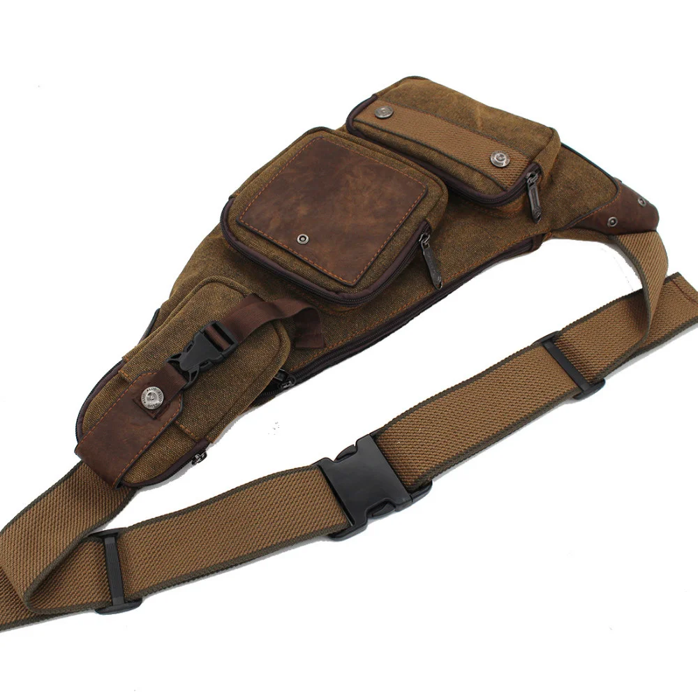 Sling Chest Back Pack Male Cross Body Bags Travel Trend Multi-purpose Men Canvas Assault One Shoulder Rucksack Messenger Bag