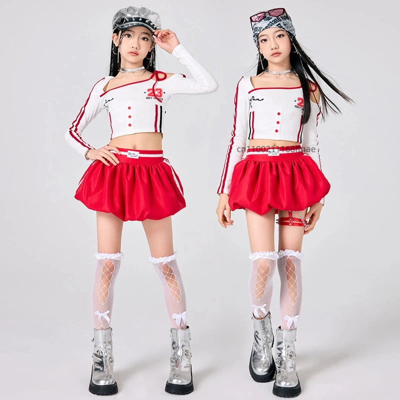 Costume da ballo jazz per ragazza, costume da spettacolo di moda per danza di strada per bambini, set di costumi per spettacoli di passerella per studenti