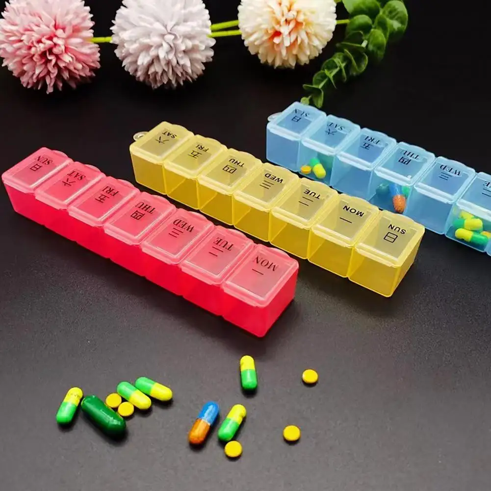 Seven-day Pill Organizer Small Pill Box Travel-friendly Pill Organizer with 7 Grids Transparent Lid for Outdoor Use for Business
