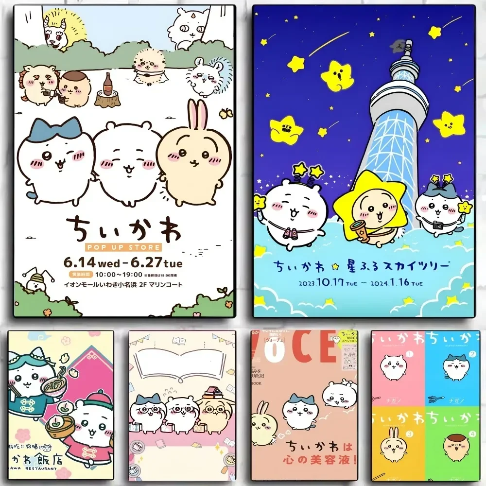 

1pc Cartoon C-Chiikawa-a Poster Stickers Art Wall Murals Decor Game Room Decor Gifts Kawaii HD Painting Cat Cars