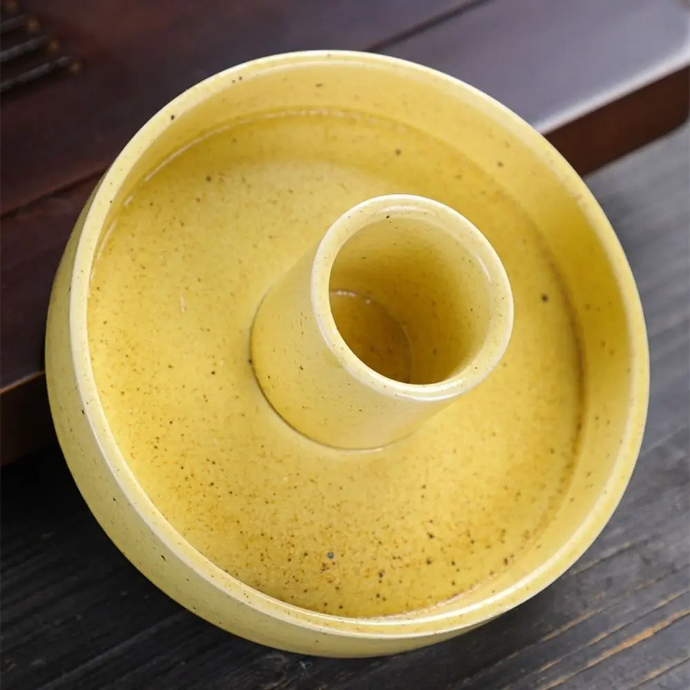 Ceramic Candle Holder Tray Easy To Clean Artistic Candlestick Minimalist Round Palo Santo Incense Burner Home Decoration