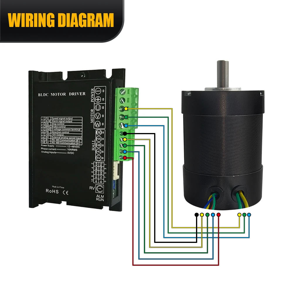 BLDC Brushless DC Motor 100W 57BYB 3000-10000Rpm BLDC Engine 0.1-0.32Nm+Driver With RS485 0-5V Analog input For Production Line