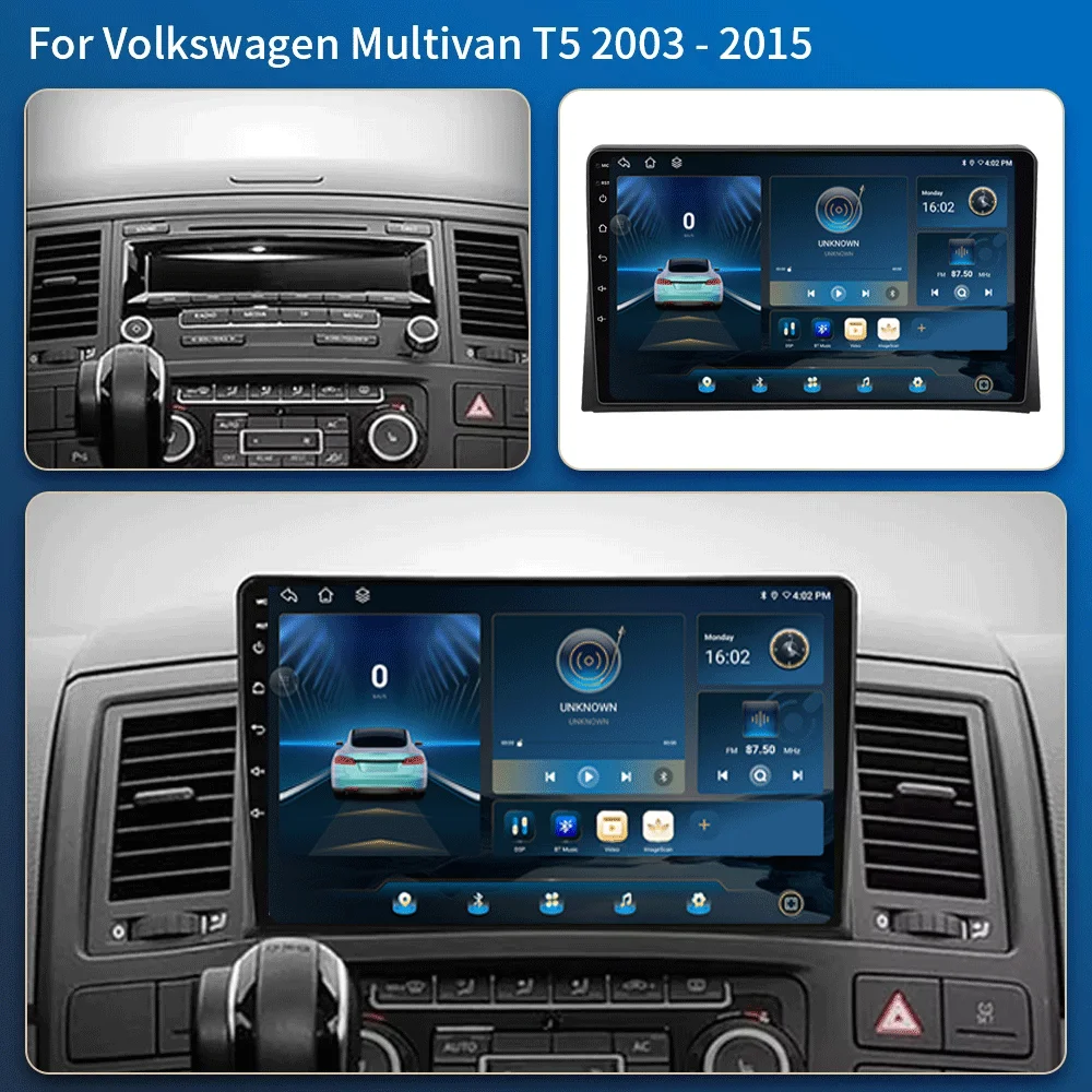 Android 16 For Volkswagen Multivan T5 2003 2004 -2015 Car Radio Navigation Multimedia Player Stereo GPS WiFi+4G DSP Carplay+Auto