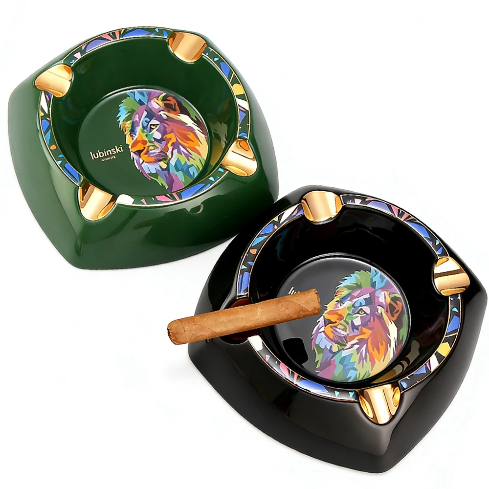 Round Ceramic Cigar Ashtray Home Table Portable Smoking Ash Tray Cigar Gadget Cigarette Ashtrays