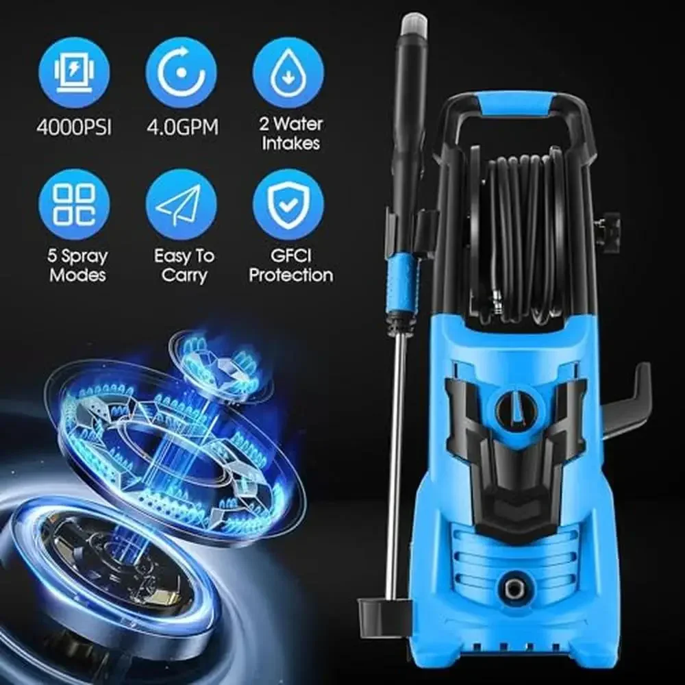 4500PSI Electric Power Washer 2024 Steel Wand 4 Nozzles 33FT Extension Kit Power Cleaning Wand 4.0GPM 1/4” QC Lightweight