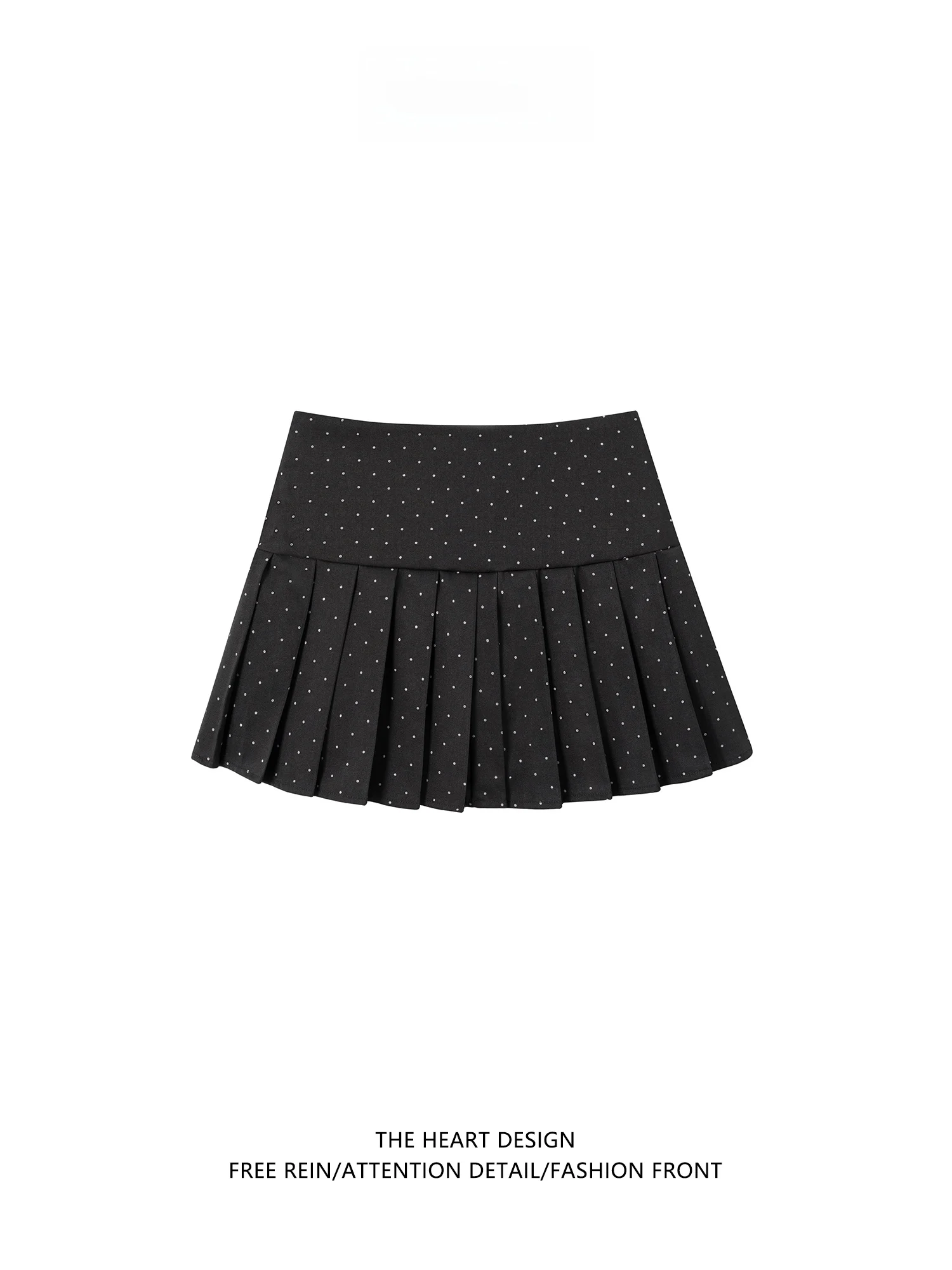 Summer Korean Black Polka Dot A-Line Skirt Women's Slim Fit High Waist  Skirt Anti-Light Short Skirt College Style Zipper