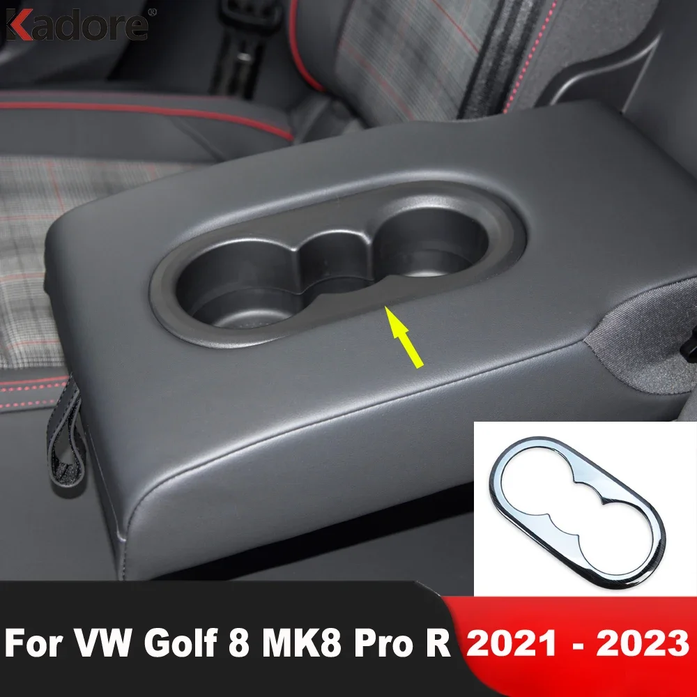 

Для Volkswagen VW Golf 8 MK8 Pro R 2021 2022 2023, нержавеющий автомобильный держатель для стакана с водой на заднем сиденье, рамка, накладка, аксессуары для интерьера
