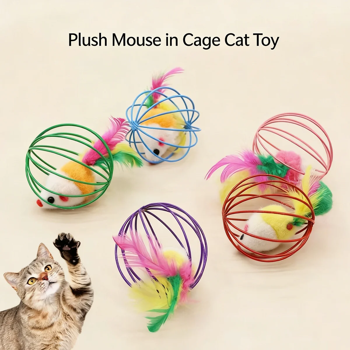 

1 Pc Cat Cage Mouse Toy Fur-Retriever Ball Toy For Cats Relaxing Entertaining Cat Toy