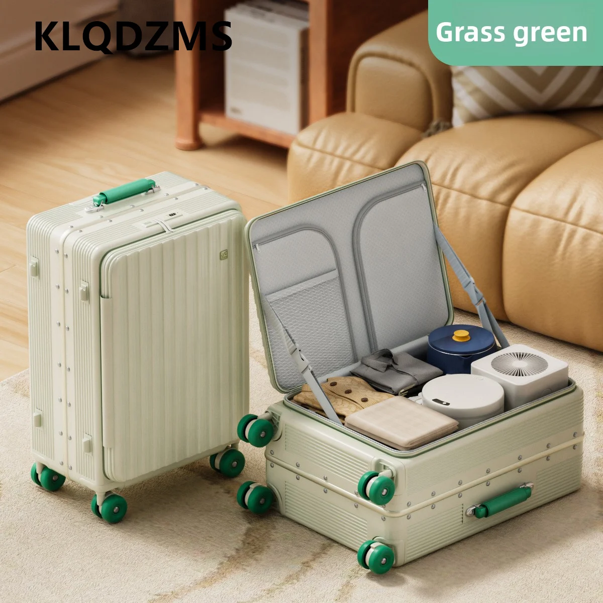 KLQDZMS Aluminum Frame Suitcase Large Capacity Trolley Case PC Boarding Case 20
