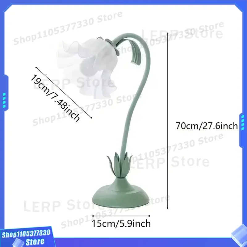 Vintage Floral LED Desk Lamp Adjustable Gooseneck 3 Color Modes Bedside Reading Light for Bedroom Office Hotel Decor Modern