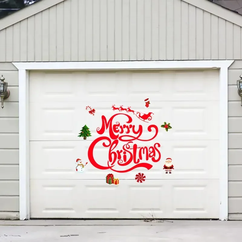 Merry Christmas Magnetic Garage Door Sticker Holiday Decorative Peel And Stick Car Fridge Wall Decal