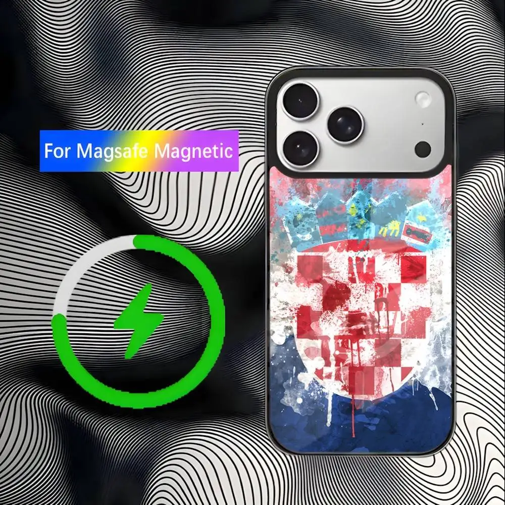 クロアチア国旗柄 iPhoneケース iPhone 17,16,15,14,13,12,11,Pro,Max,Plus,Mini,SE4,E対応 磁気マグセーフ ワイヤレス充電対応