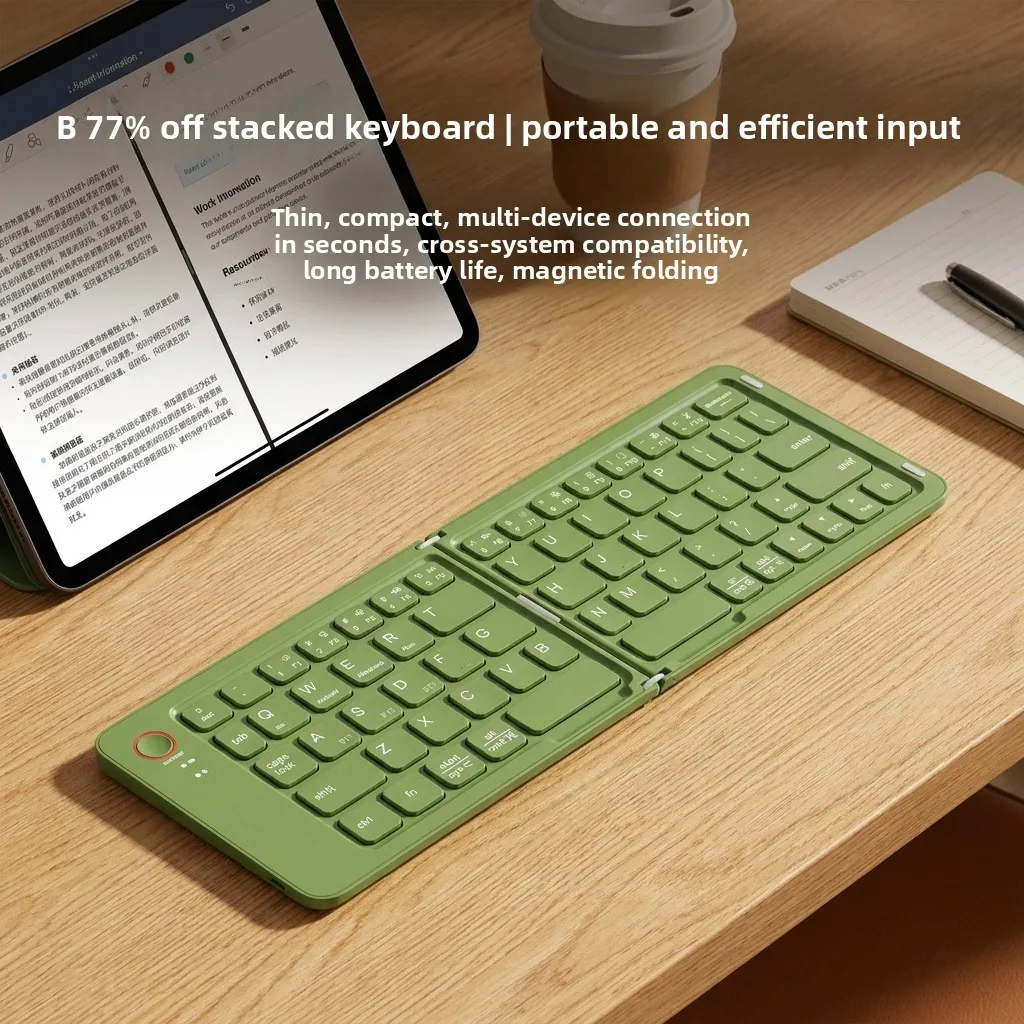 Mini Dual-Fold Bluetooth Keyboard, Multi-Device Switching, Multi-Color Portable Office Keypad