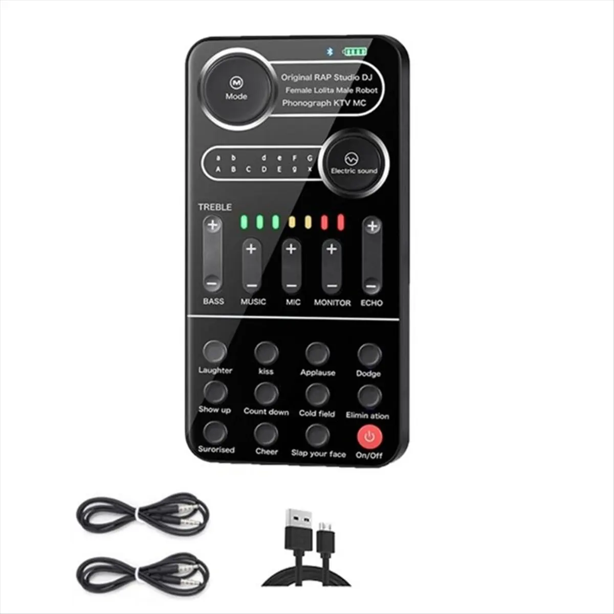 DT1210 Mon. Voice Changer Handheld Sound Card Multiple Sound Effects for Microphone Switch Phone Games Live Streaming Host