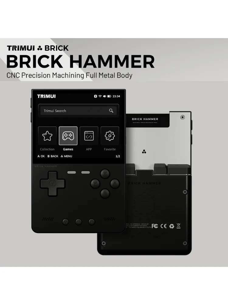 Metallgehäuse Trimui Brick Hammer Konsole - 3,2 Zoll Ultra-Klarer IPS-Bildschirm 3000mAh Open-Source Handheld Retro-Spielkonsole Bestes Geschenk