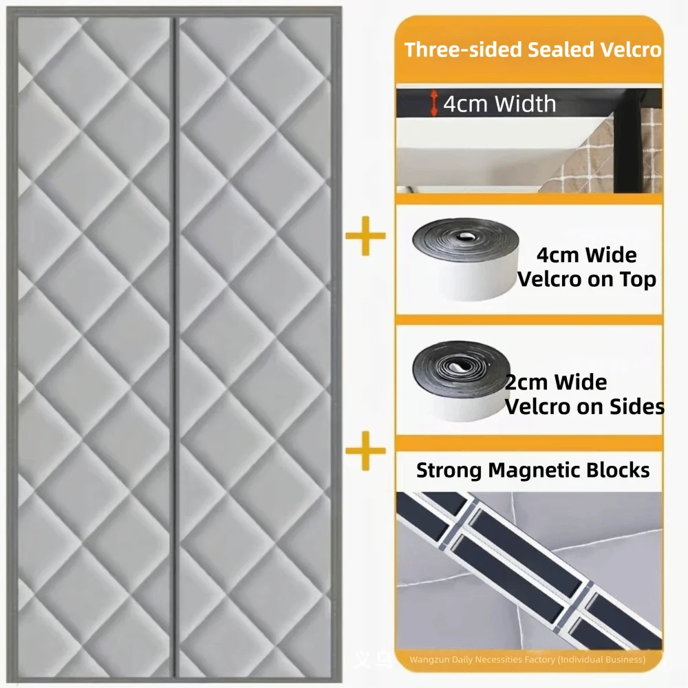 

Cotton Door Curtain Soundproof No Punching Air Conditioner Curtain Thickened Windproof Windproof Curtain Doorway Installation