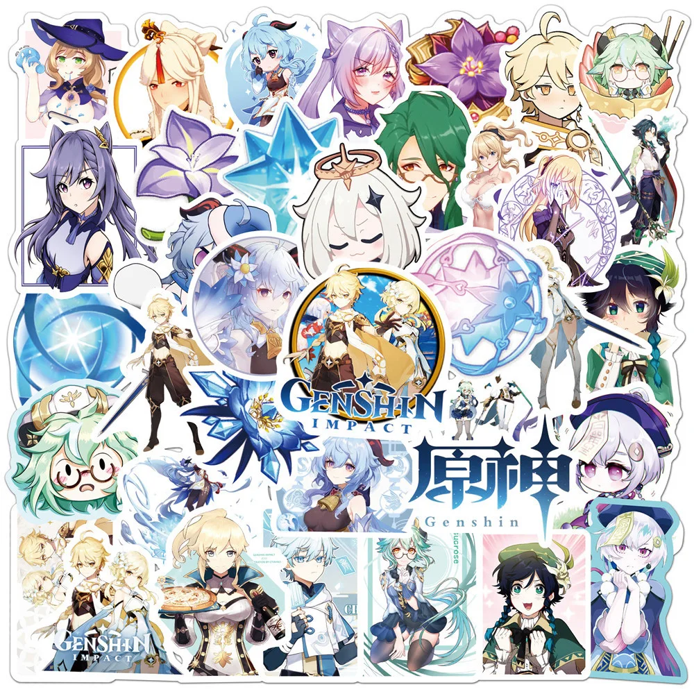 

10/30/50/100pcs Genshin Impact Anime Game Stickers Waterproof DIY Motorcycle Luggage Phone Laptop Cute Cartoon Kids Sticker Toys