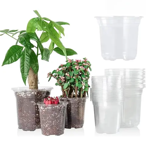 10pcs Clear Nursery Pots Home Garden Round Planter Pot Transparent Orchid Nursery Cup Planter Container Flower Starting Pots