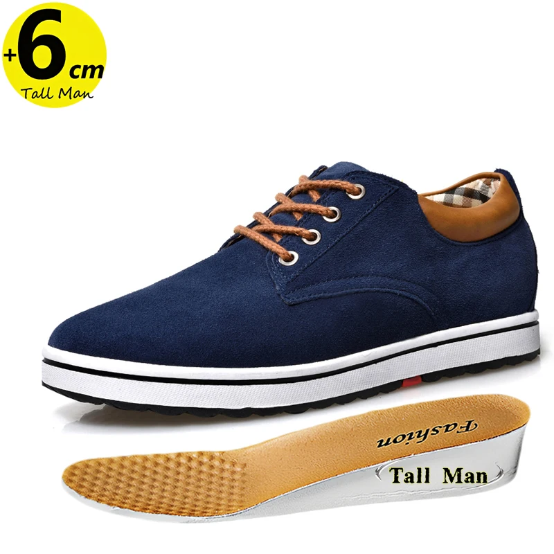 Booster Shoes Lift Men  Elevator Sneakers Height Increase  Insole 6CM  Sport Black Blue Brown