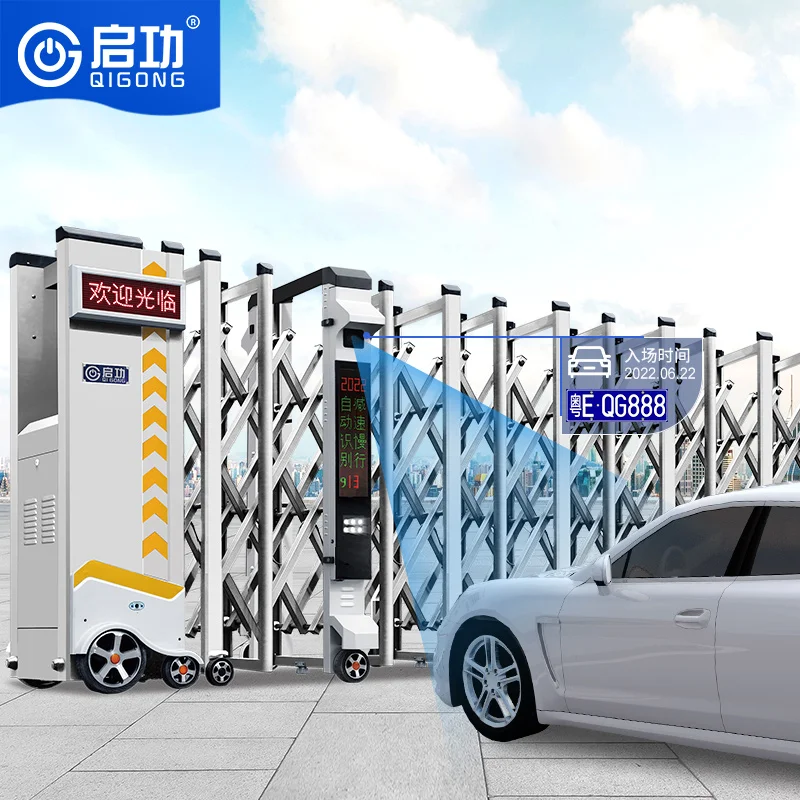 

QIGONG Автоматические выдвижные передние ворота подъездной дороги с основным алюминиевым QG-19 для школ, заводские передние ворота