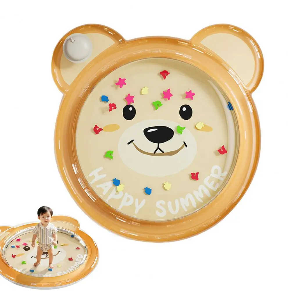 Estera de enfriamiento de 80/100/150cm, oso de dibujos animados, inflable, a prueba de fugas, almohadilla de agua de PVC, cojín plegable para el tiempo de la barriga del bebé, alfombrillas para juegos acuáticos