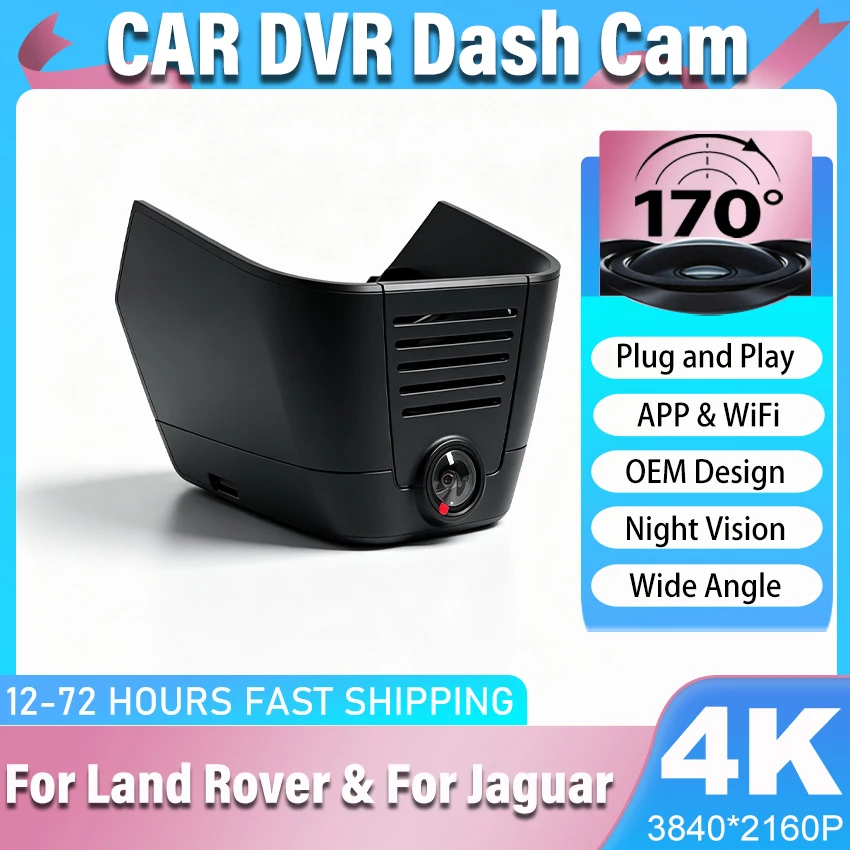 Dashcam For Land Rover Range Rover Velar Evoque 2022-2026 For Jaguar F-Pace XF XE 2021-2026 Dash Cam 4K Car DVR Video Recorder