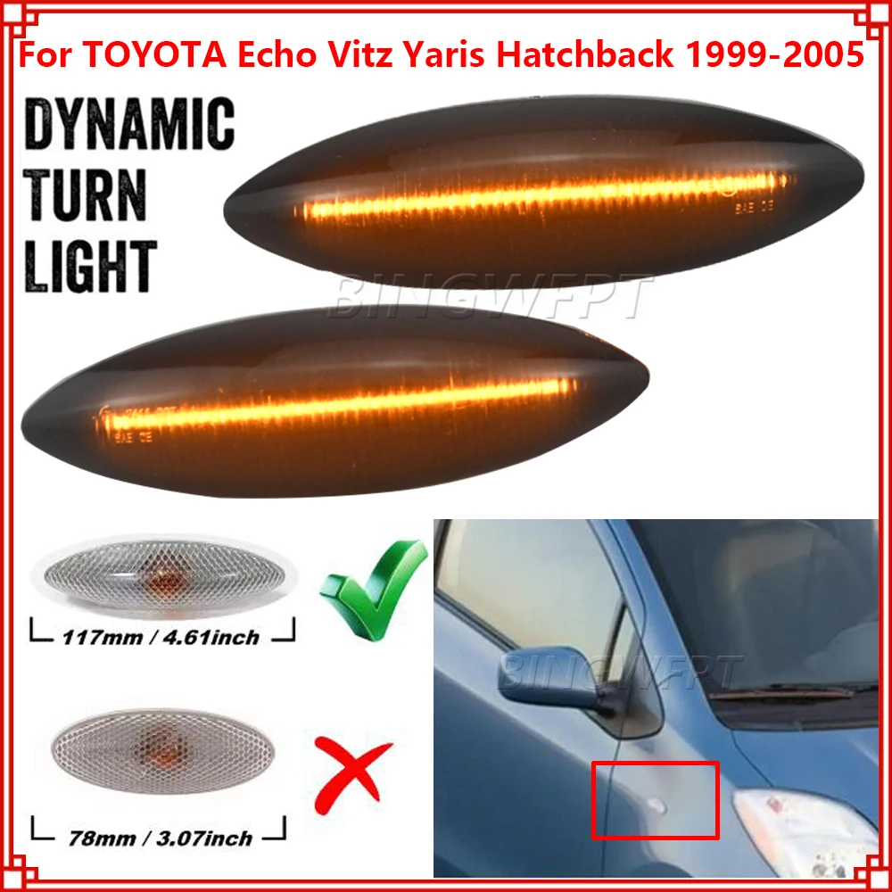 

2 шт. для Toyota YARIS ECHO VIOS LIMO NLP10 SCP10 SCP12 2000-2005 динамический светодиодный индикатор, боковой габаритный сигнальный светильник, лампа крыла