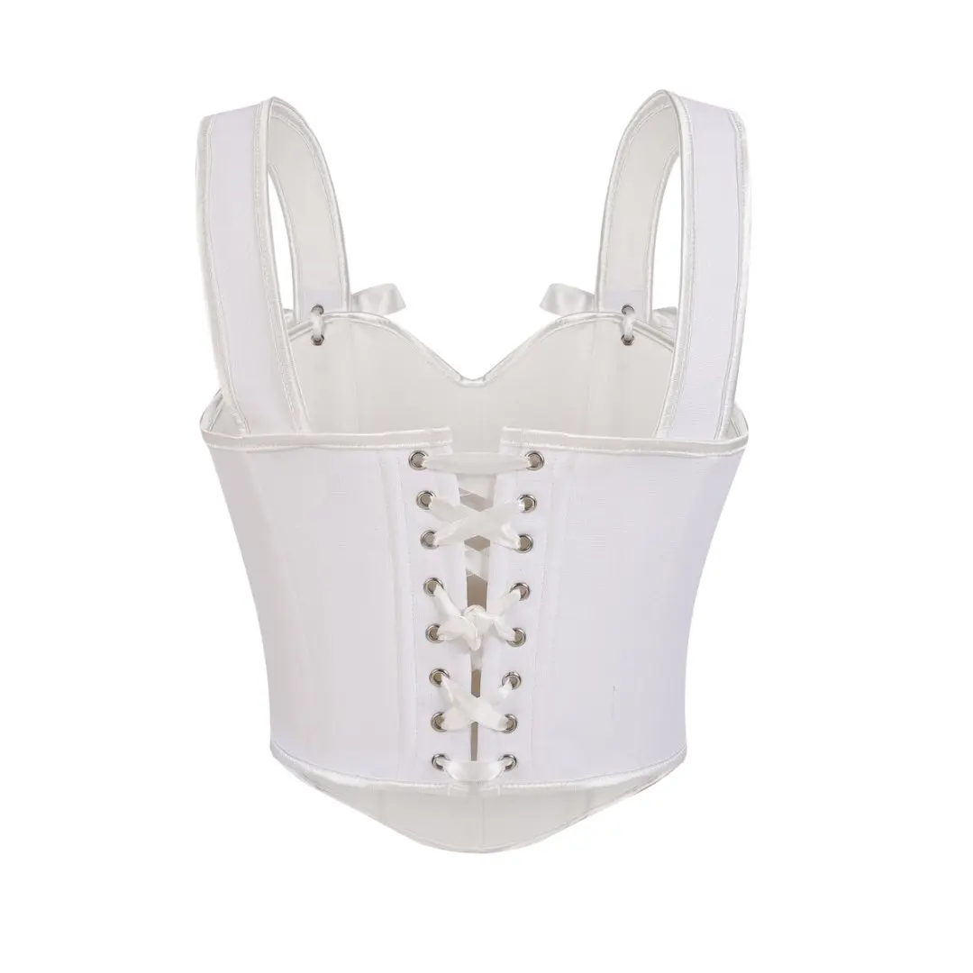 مشد الزفاف أعلى الكورسيهات البيضاء overbust والمشدات للنساء