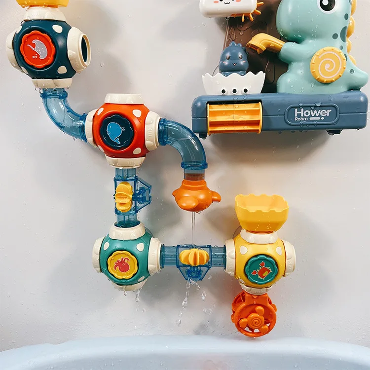 Banheiro banho de água sprang brinquedos montagem infantil tubo de dinossauro transfronteiriço roda de água jogar água areia brinquedos