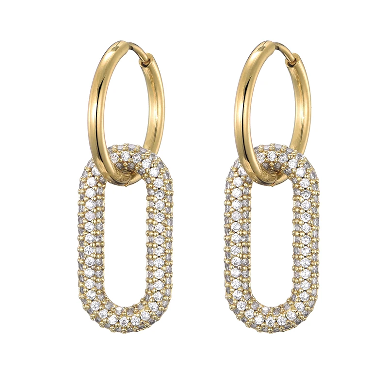 Klassieke roestvrijstalen oorgesp voor vrouwen Trendy goud zilver kleur grote ovale rechthoek hoepel Huggie punk hiphop sieraden cadeau