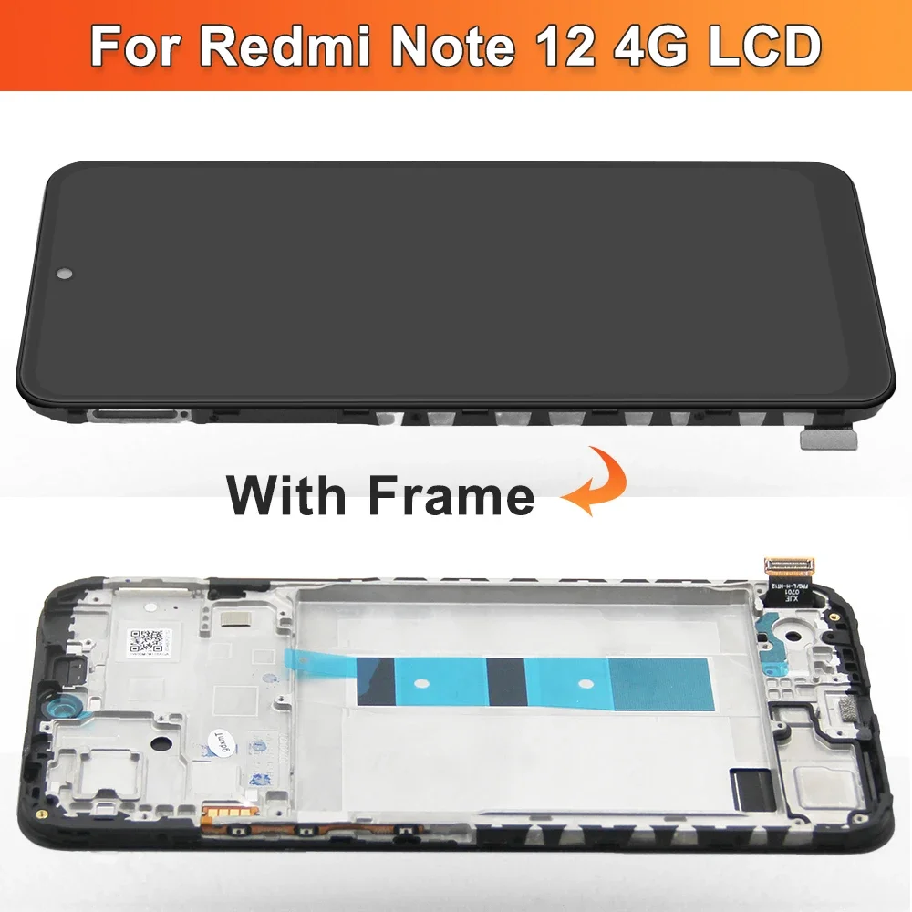 Super AMOLED Screen For Xiaomi Redmi Note 12 4G Lcd Display Touch Screen with Frame Assembly for Redmi Note 12 4G 23021RAAEG LCD