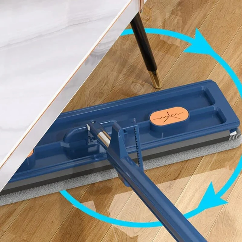 Large Flat Mop, Mop, 360° Rotating Mop With Dewatering Scraper, Magic Mop 360° With Dewatering Scraper White Easy Install