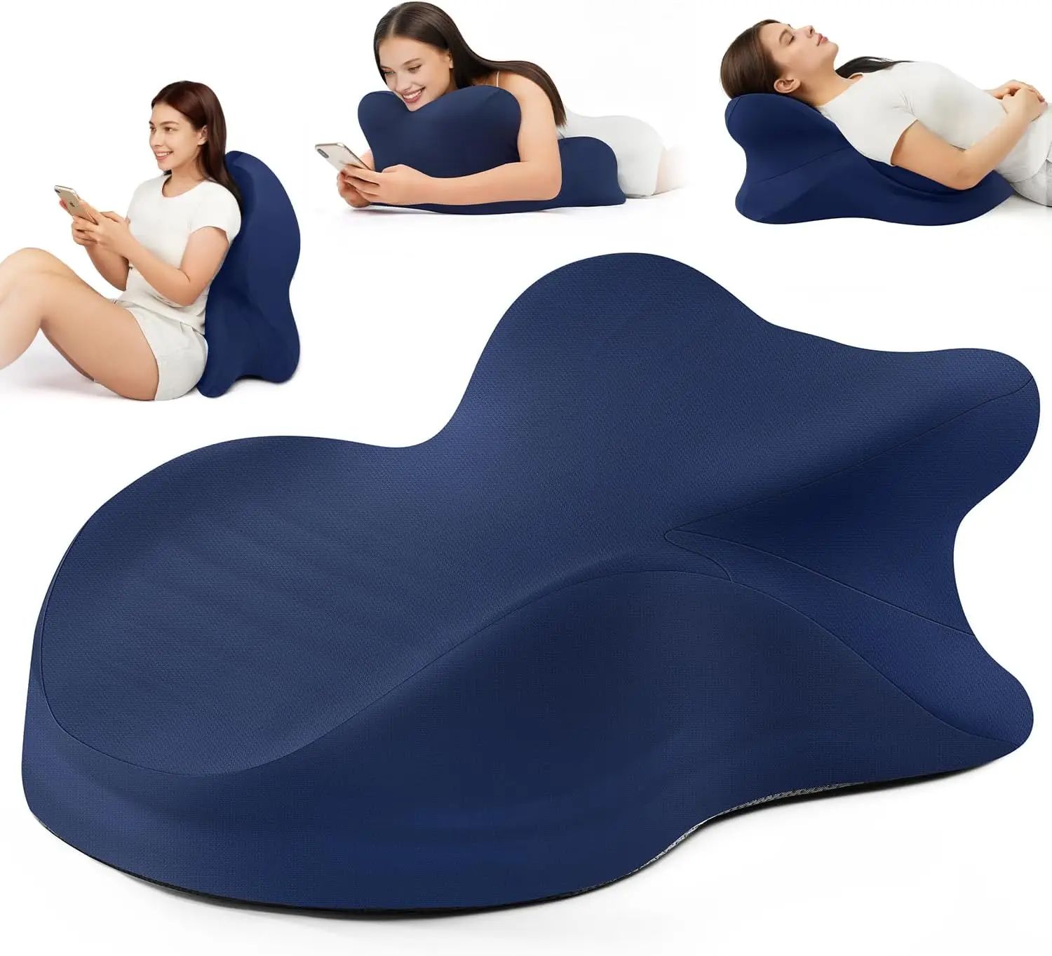 

Эргономичная подушка-клин из пены с эффектом памяти для чтения, подушка для изголовья кровати, поддержка при болях в спине, кислотном рефлюксе и для сидения — синяя