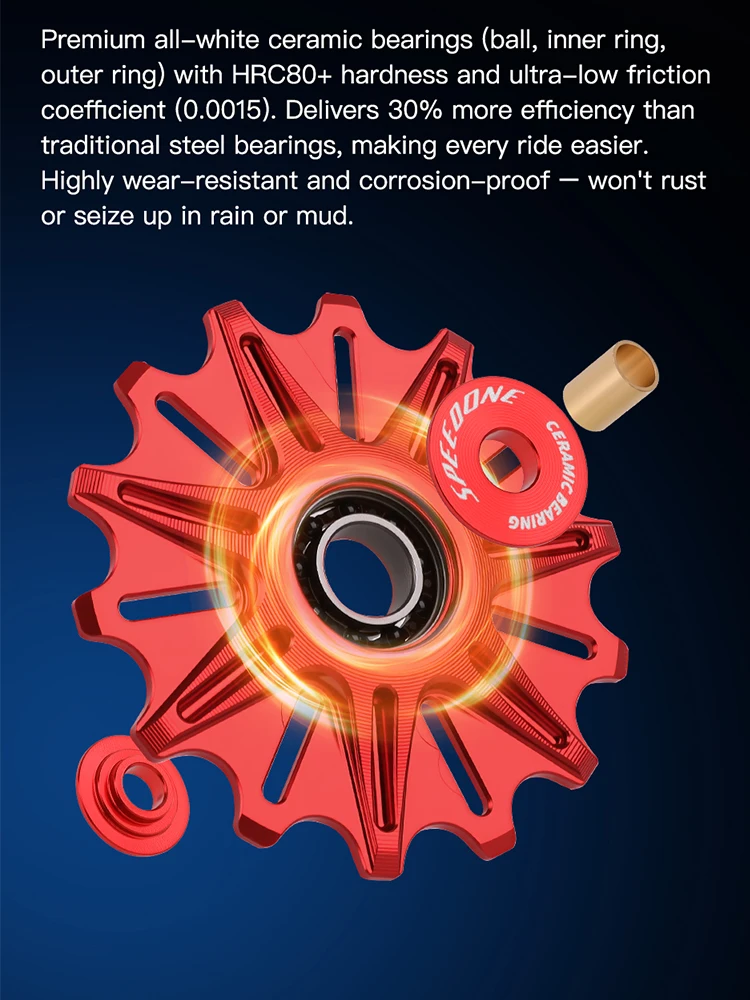AliExpress SPEEDONE（运输工具） SPEEDONE 10T 12T 14T Bicycle Pulley Wheel Lightweight AL7075 Full Ceramic Bearings 4/5mm For SRAM Shimano Bicycle Guide Pulley