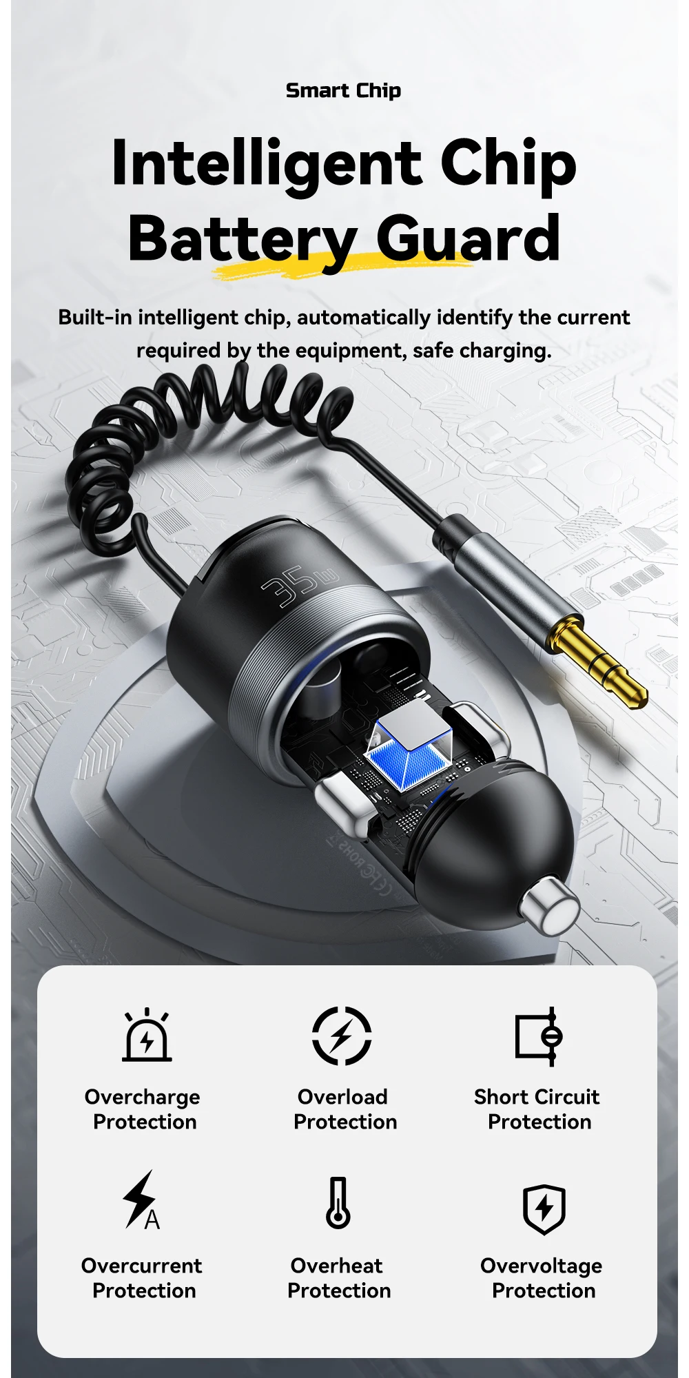 Essager Bluetooth 5.3 Car Charger 3.5mm AUX Adapter PD35W QC30W Car Fast Charger for iPhone 16 15 Pro Huawei Xiaomi Samsung iPad