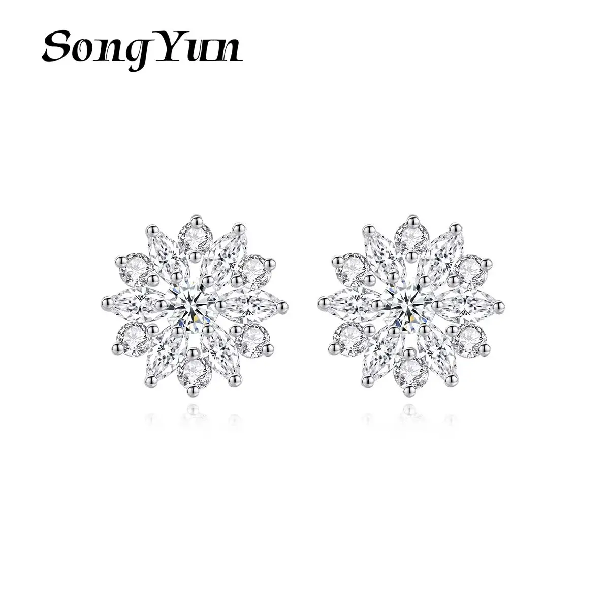 

SYYG Jewelry MHT Quality Brass Stud Earrings Dangle CZ 7A Zircon Timeless Statement Jewelry Women Earring Jewelry