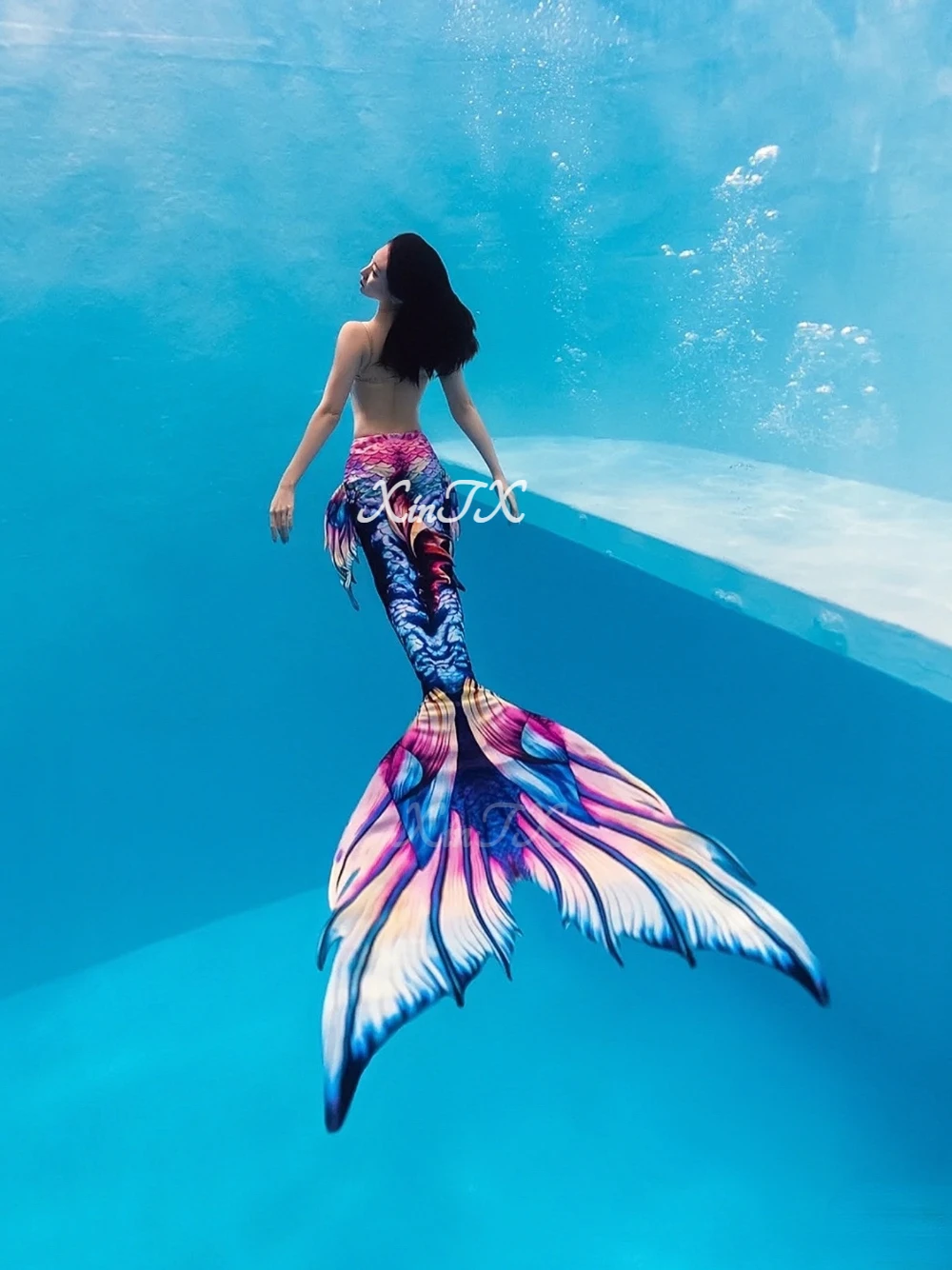 Professional Adult Mermaid Tail Skin Costume Swimsuit For Women Men Bikini Bra Oceanarium Swimming Show Can Be Customized Size