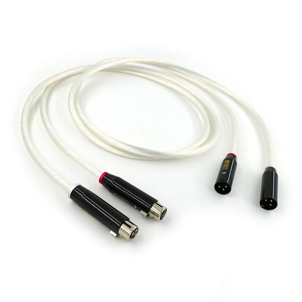 5N OFC Silver Plated XLR Cable 3pin Gold Plated 2 Male To 2 Female XLR Plug HiFi Audio Amplifier Balanced Cable