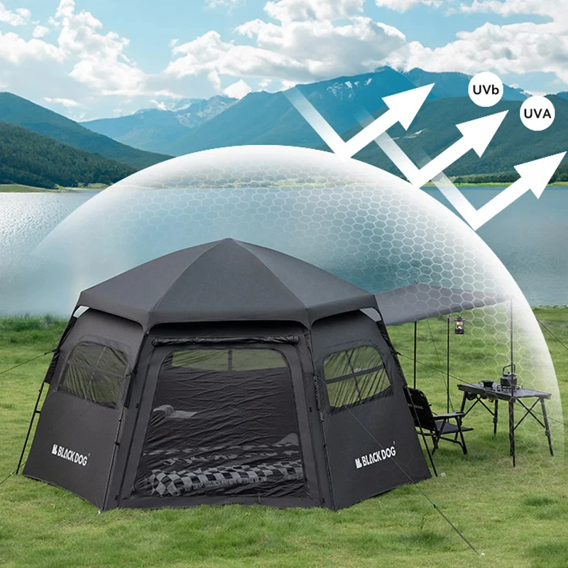 Imagem -04 - Blackdog-portátil Folding Vinyl Camping Tent Tenda Hexagonal ao ar Livre 3-second Open Sol e Chuva 68 Pessoa