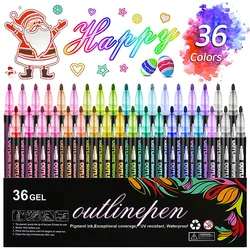 24 Color Double Line Outline Art Pen Marker Pen DIY Graffiti Outline Marker Pen Highlighter Scrapbook Diary Poster Card