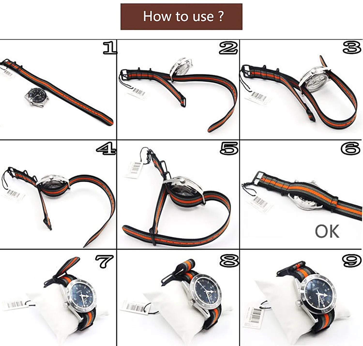 Nylon-Uhrenarmband, 20 mm, 22 mm, bequeme Uhrenarmbänder, Schlaufe, militärisch, waschbar, für Herren-Uhrenarmbänder – Detail 24
