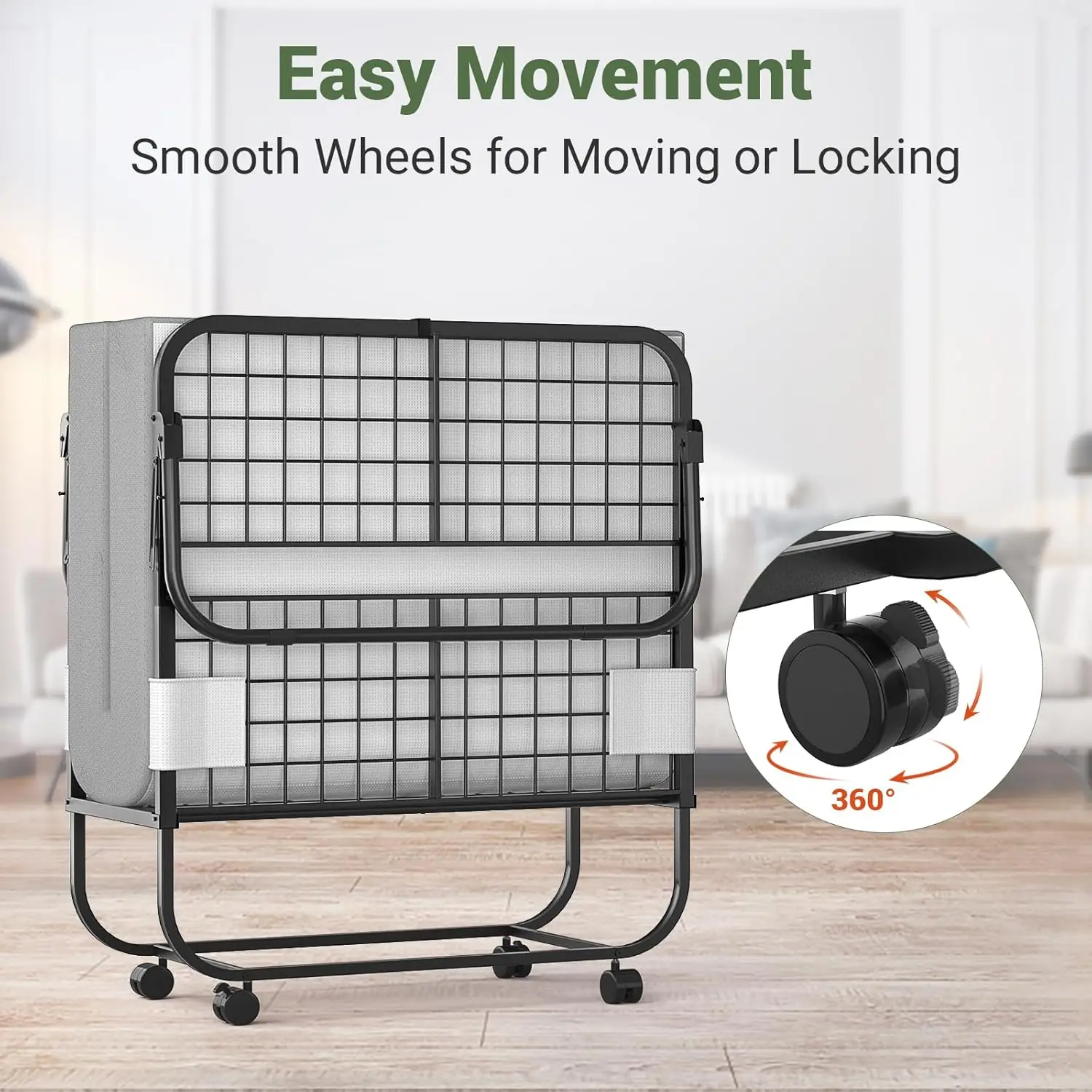 إطار فولاذي معزز وألومنيوم مضاد للانزلاق وقابل للتعديل وقابل للطي مع مرتبة لكبار السن ووزن ثقيل #4